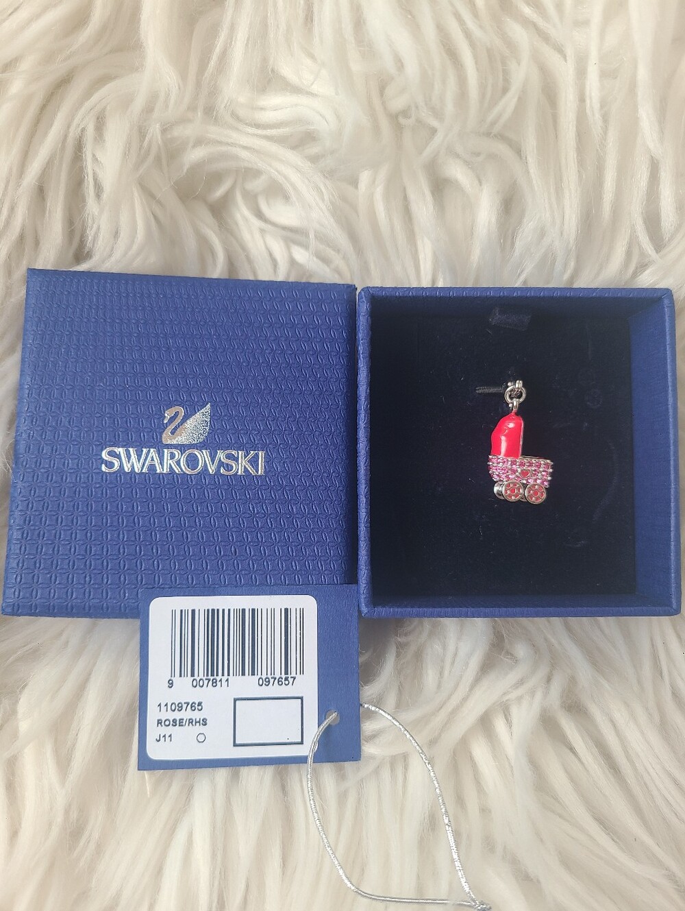 Swarovski Pink Crystal Baby Carriage Charm 1109765- Like New